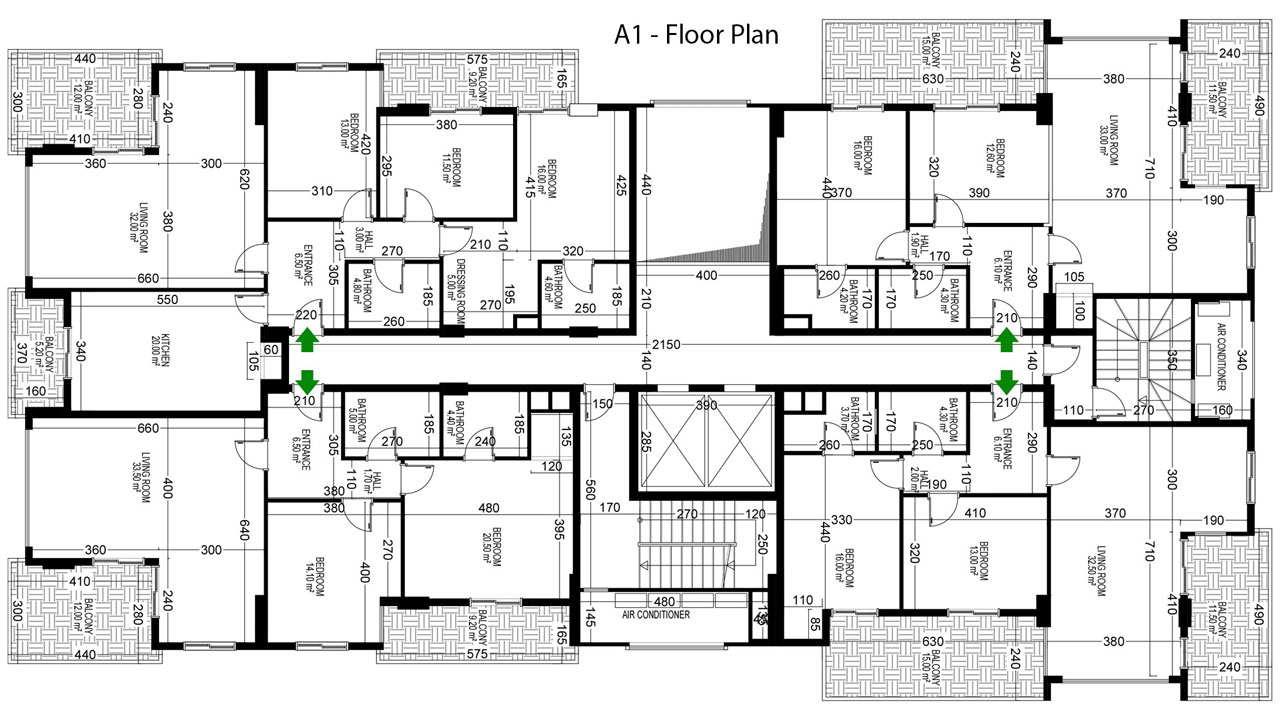 Planritning 7 våningen A Yekta Alara Park Residence