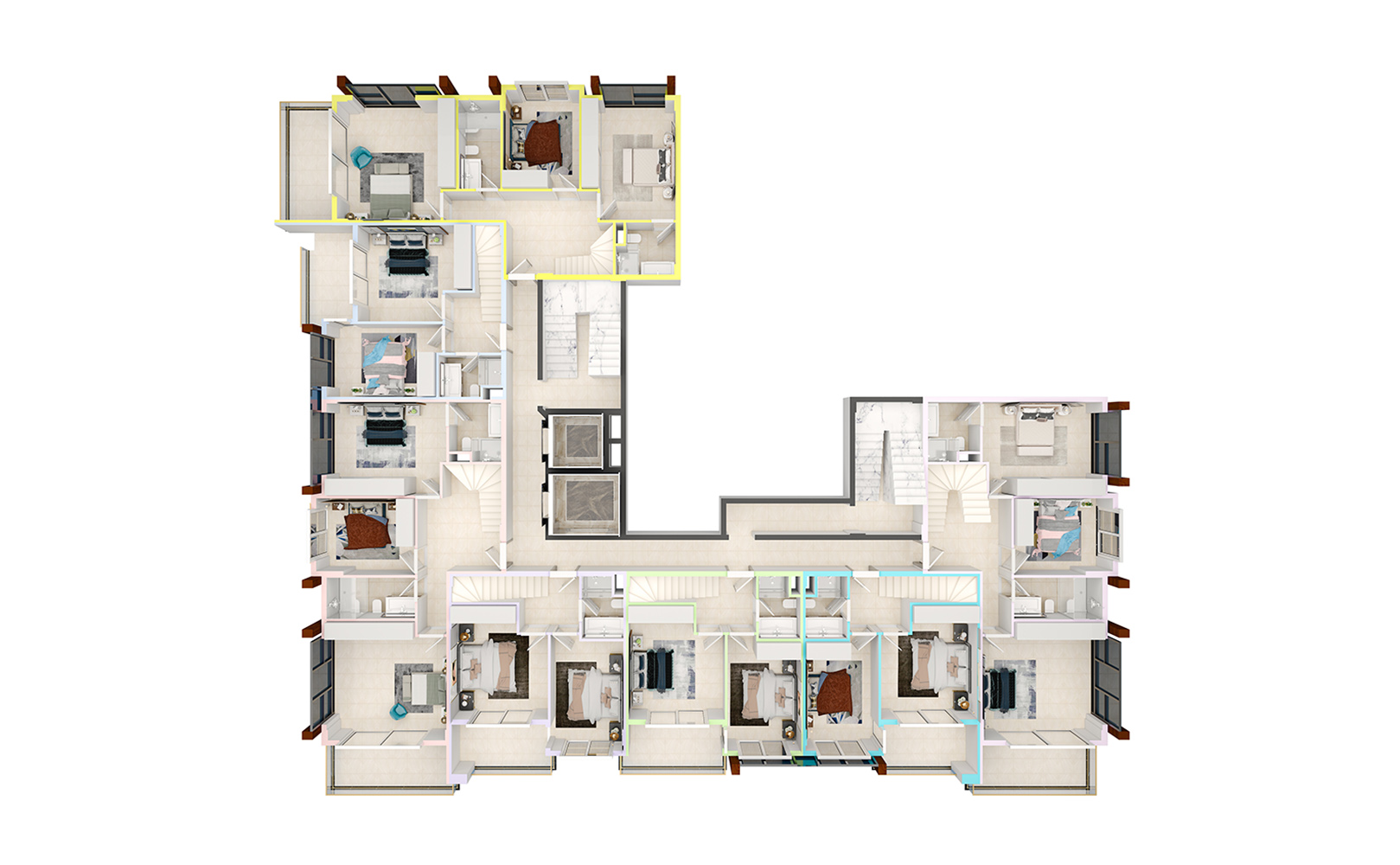 Floor plans of apartments 12 floor Yekta Blue IV Residence